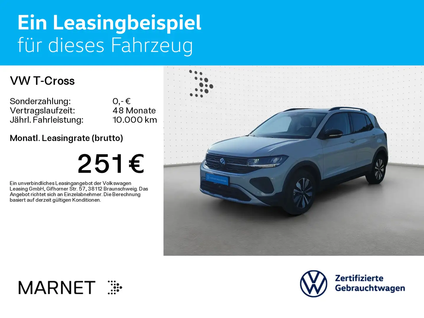 Volkswagen T-Cross 1.0 TSI Goal AHK*Kamera*LED*SHZ*APP-Conn Grau - 2