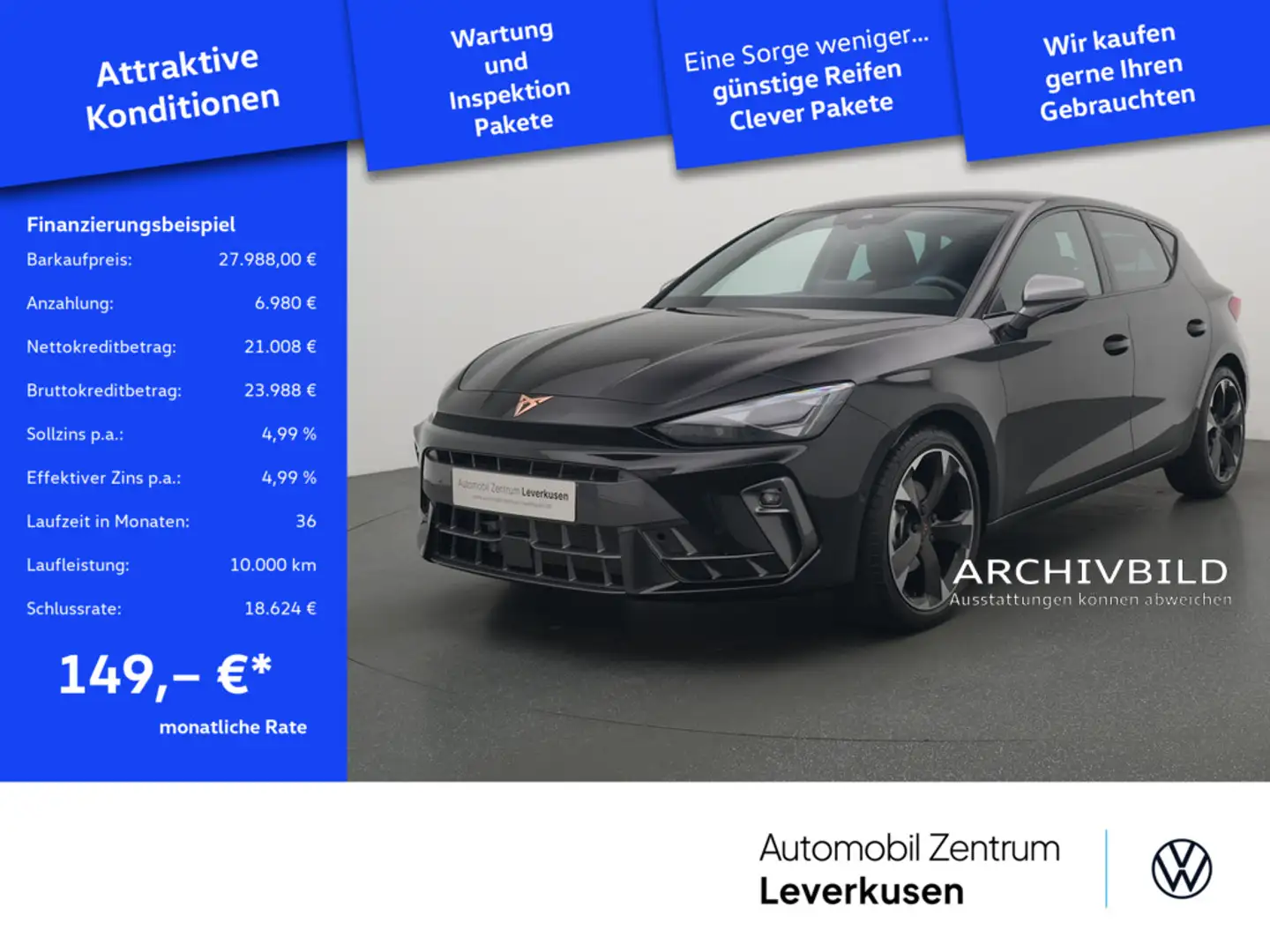 CUPRA Leon DSG NAVI VIRT ACC DCC LEDER KAM CARPLAY Schwarz - 1