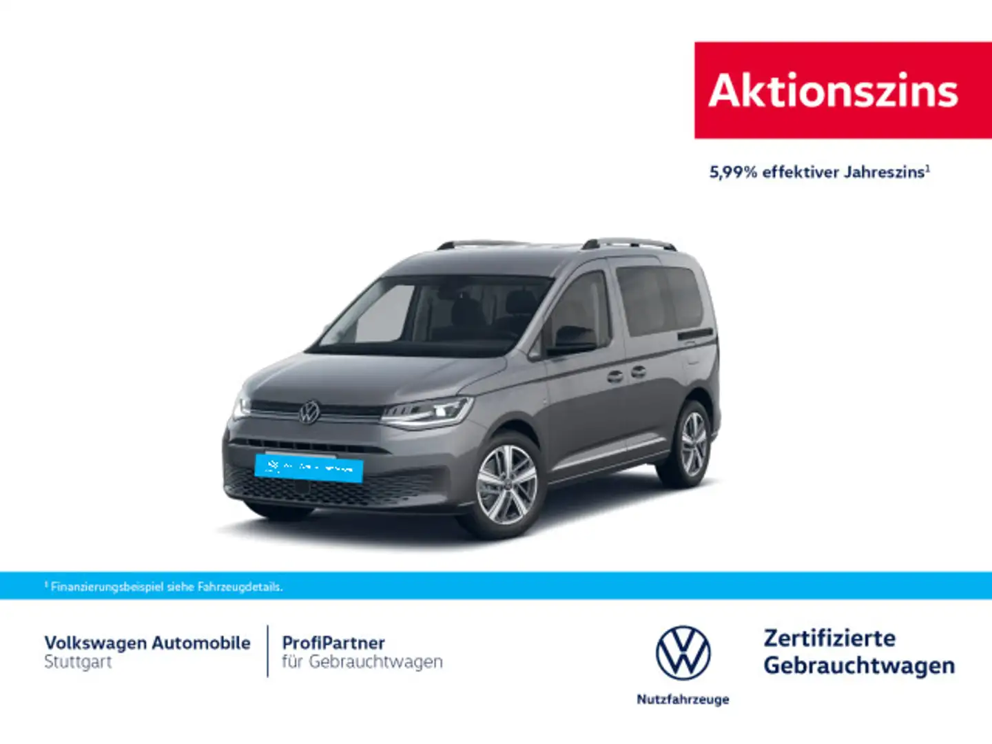 Volkswagen Caddy Style DSG 1,5 l TSI Euro 6d  AHK Klima Grijs - 1