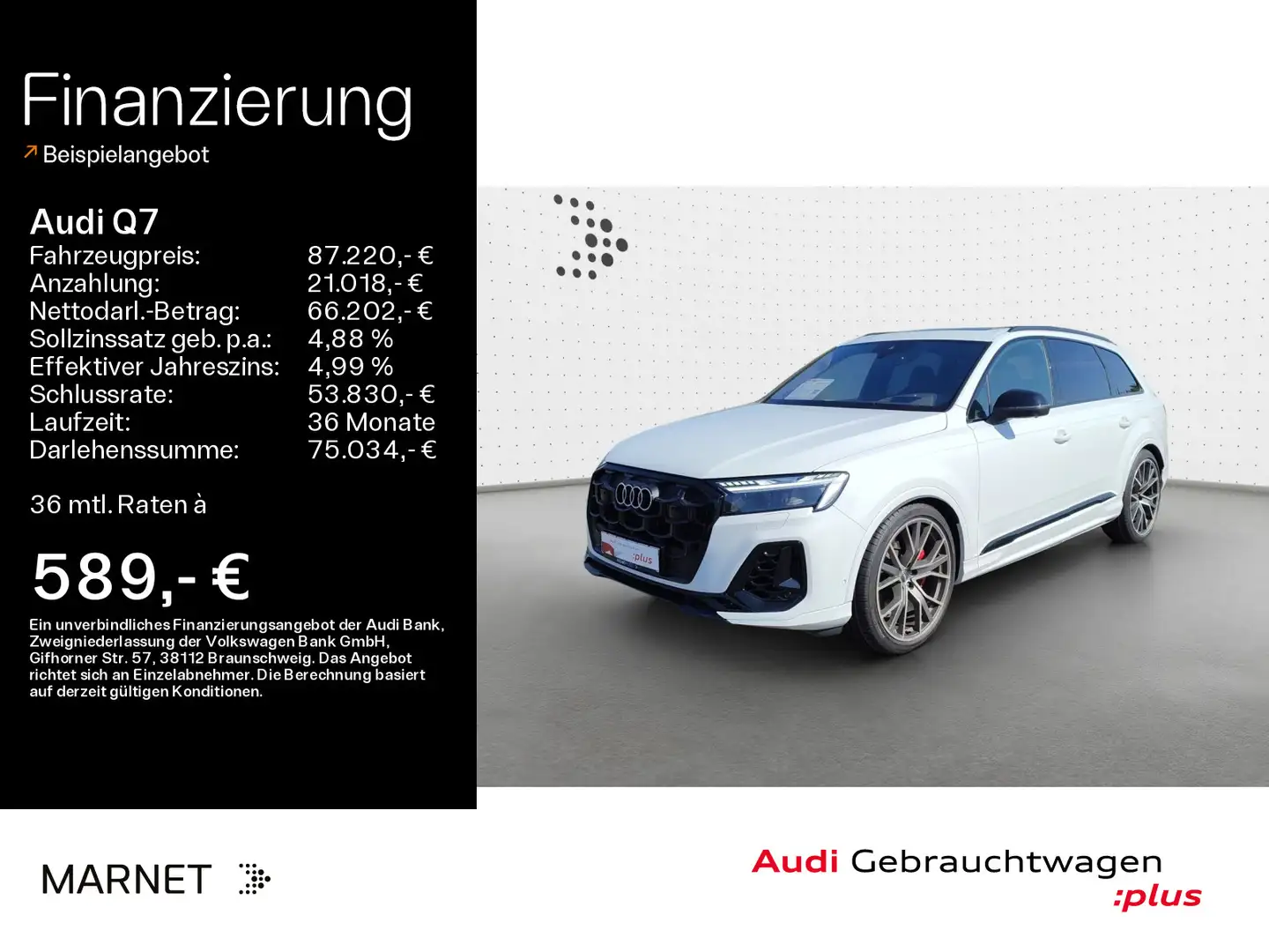 Audi Q7 60 TFSI e quattro S line*Matrix*Alu*AHKB&O*HU Weiß - 1