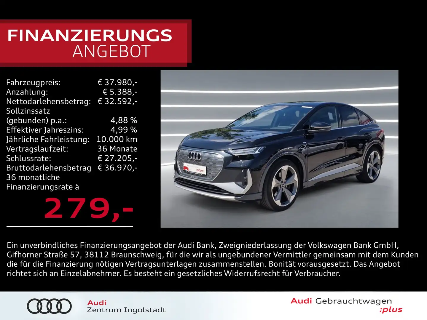 Audi Q4 e-tron Q4 Sportback e-tron 2x S line MATRIX Pano 21" Noir - 1