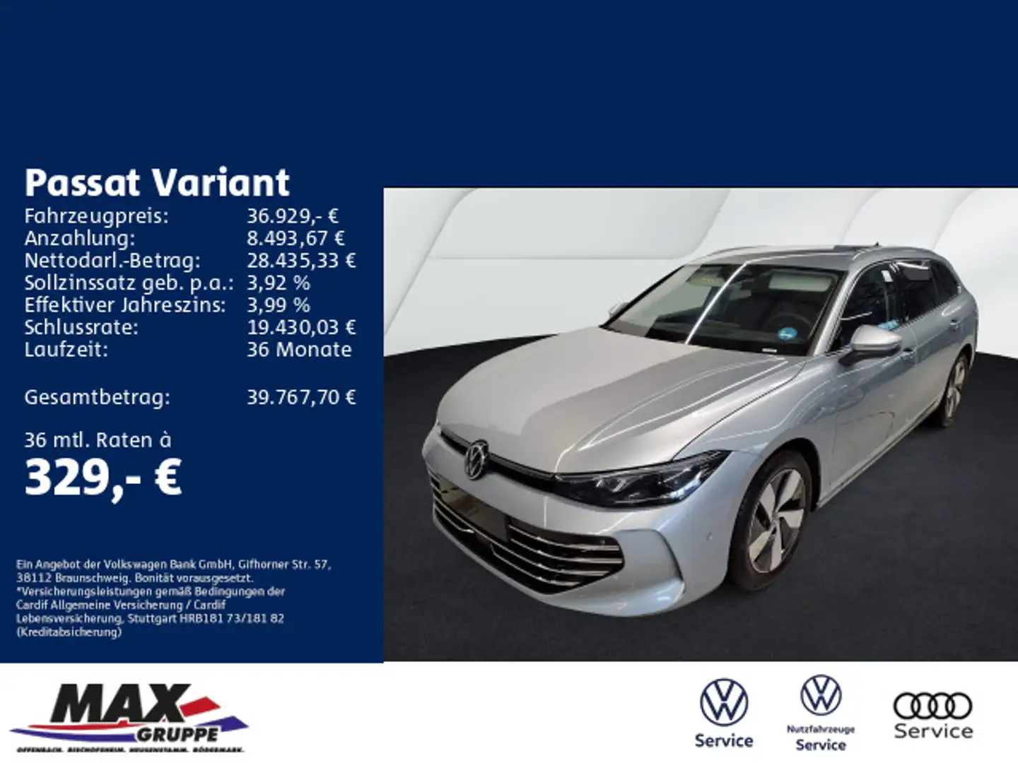 Volkswagen Passat Variant 2.0 TDI DSG ELEGANCE AHK+IQ.LIGHT Silber - 1