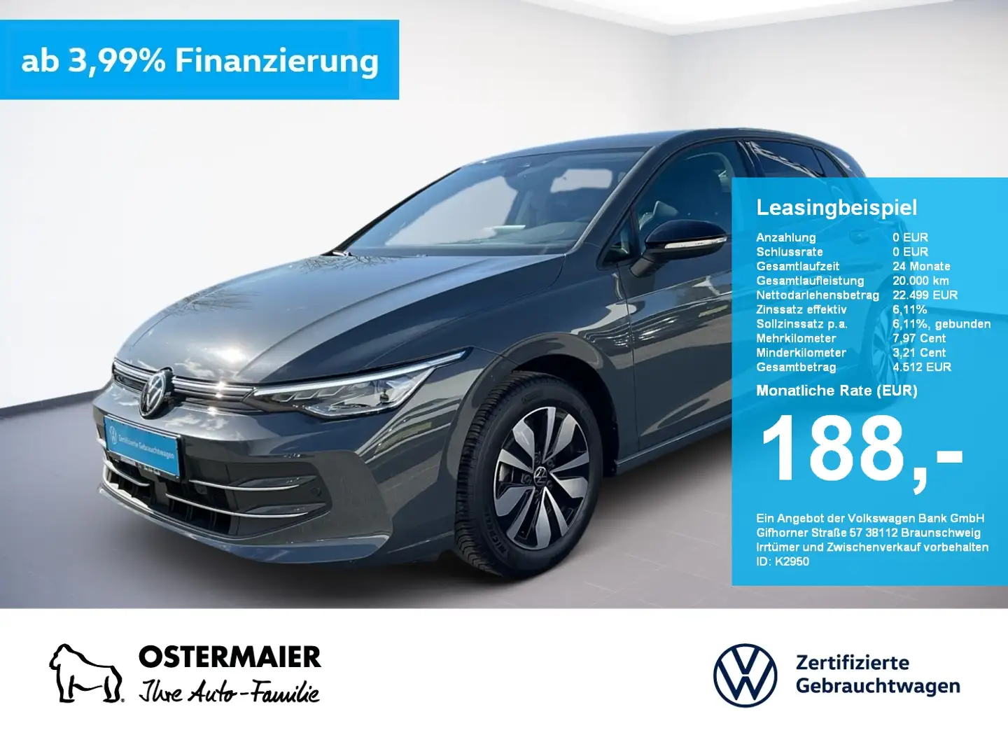 Volkswagen Golf VIII GOAL 1.5TSI 116PS LED.AHK.NAVI.ACC.SHZG Šedá - 1