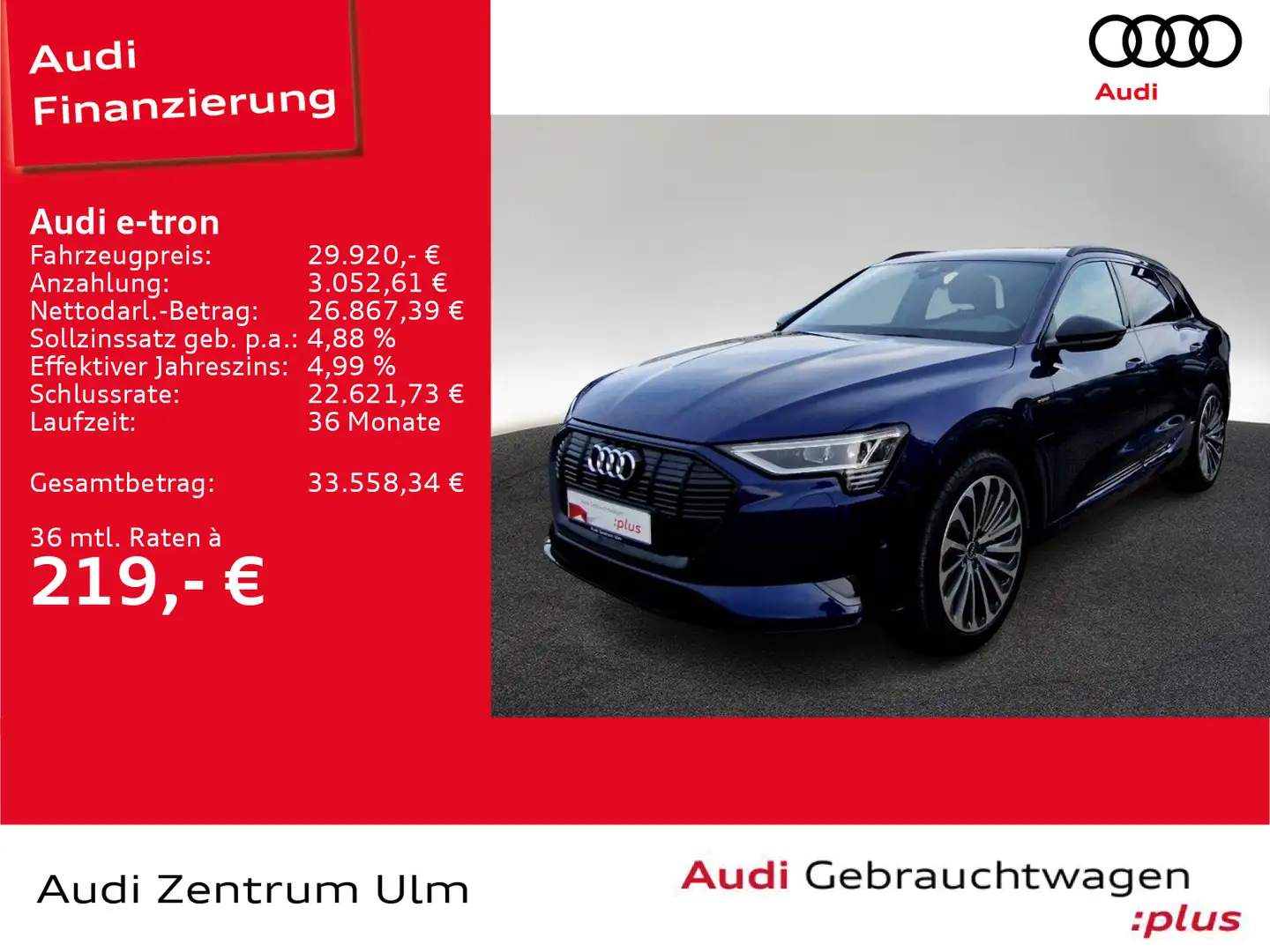 Audi e-tron 50 quattro S-Line PANO LUFT NAV+ MATRIX Blau - 1