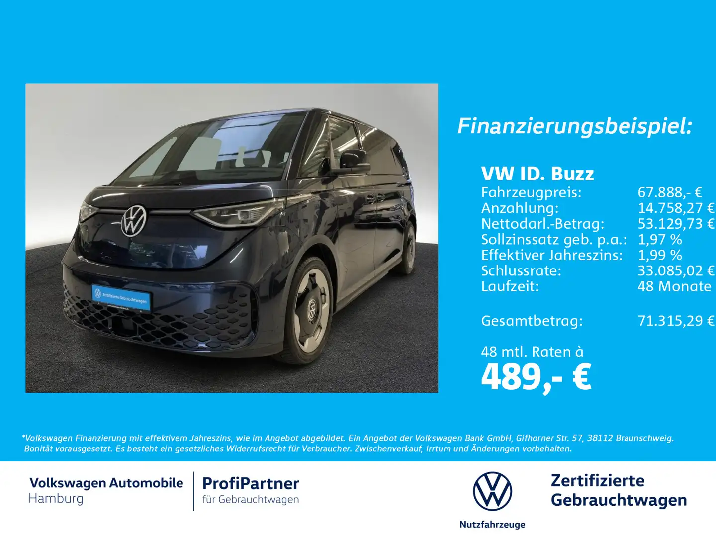 Volkswagen ID. Buzz ID.Buzz Pro LR AHK Navi Sitzhzg Blau - 1