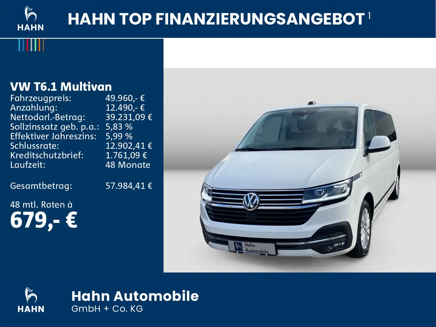 Volkswagen T6.1 Multivan 2.0TDI 4M Gen.Six ACC AHK Cam LED Weiß - 2