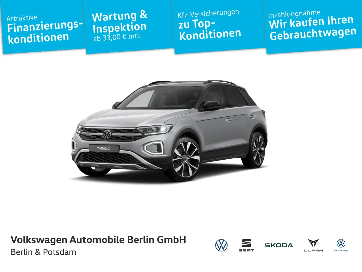 Volkswagen T-Roc 1.5TSI DSG Style BLACK NAVI AHK LED KAMERA Silber - 1