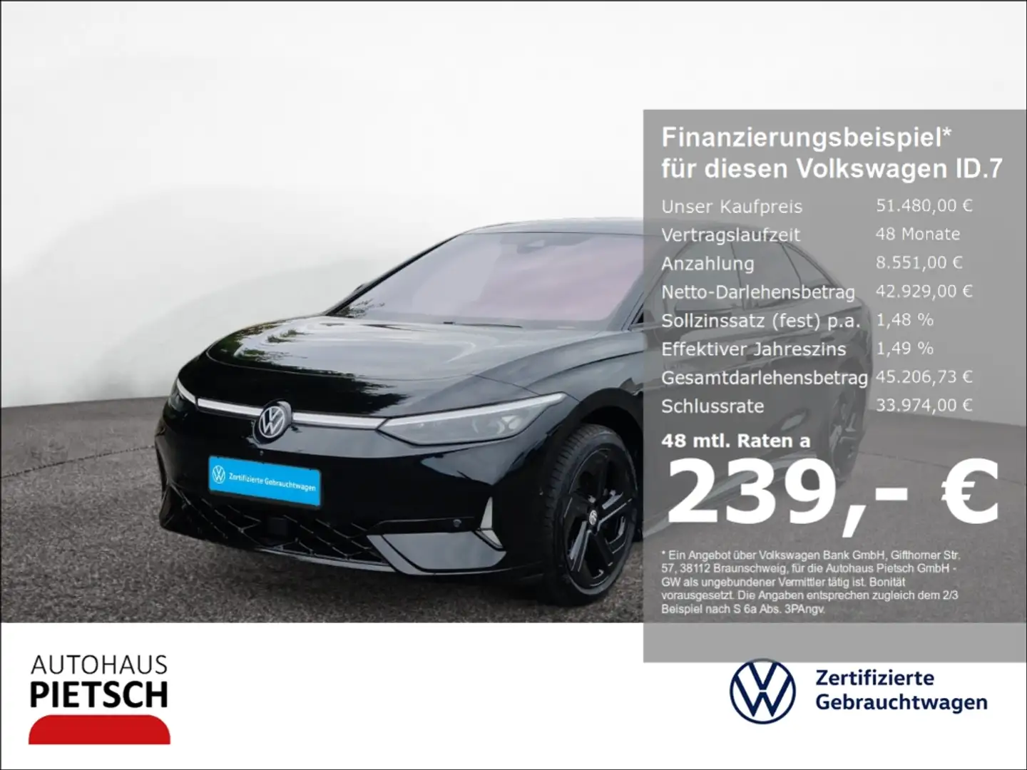 Volkswagen ID.7 GTX 4Motion IQ-Light Navi Discover ProMax HUD AHK- Schwarz - 1