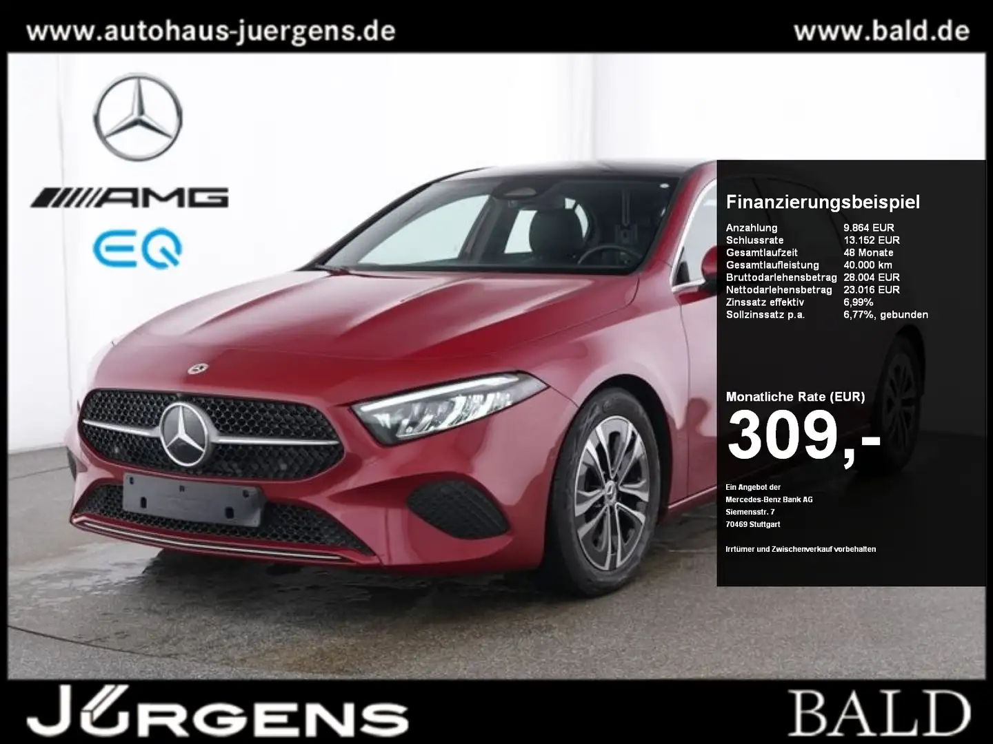 Mercedes-Benz A 200 d Progressive/Pano/Totw/Winter/Cam/Keyl/17 Rot - 1