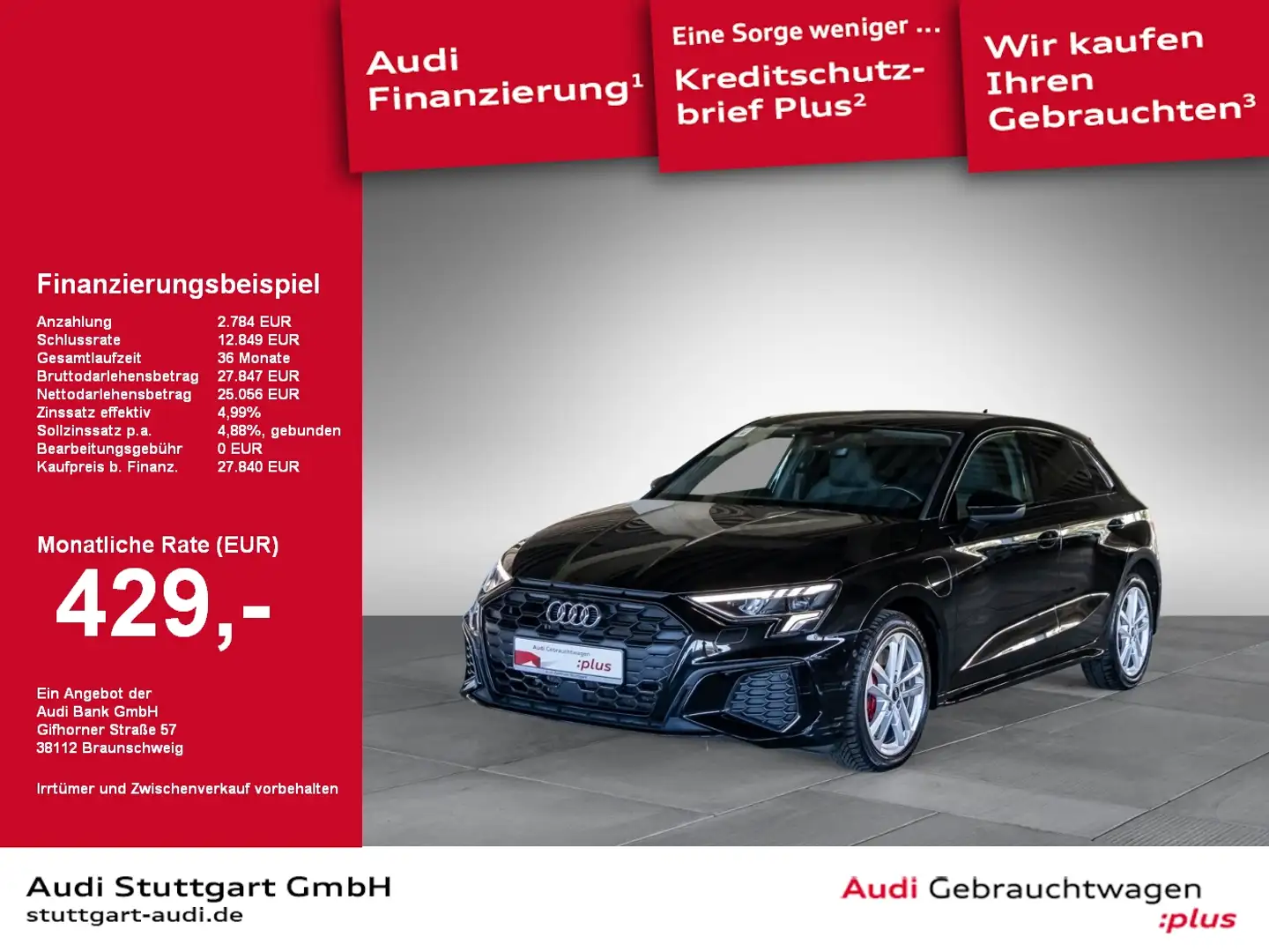 Audi A3 Sportback 45 TFSI e S line Leder AHK Keyless Schwarz - 1