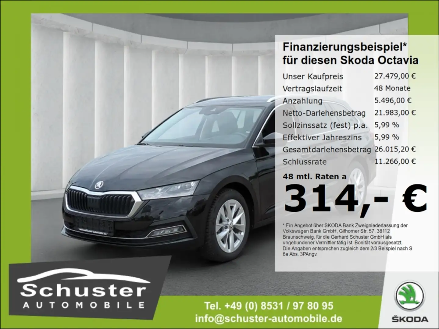 Skoda Octavia Combi Style TDI*DSG Head-Up ACC Leder Schwarz - 1