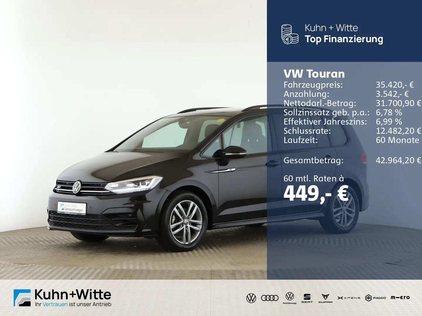 Volkswagen Touran 1.5 TSI R-line *Pano*AHK*LED*PDC*Navi* Negro - 1