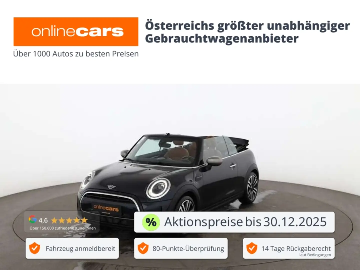 MINI Cooper Cabrio Aut LED LEDER NAVI SITZHZG TEMPOMAT Schwarz - 1