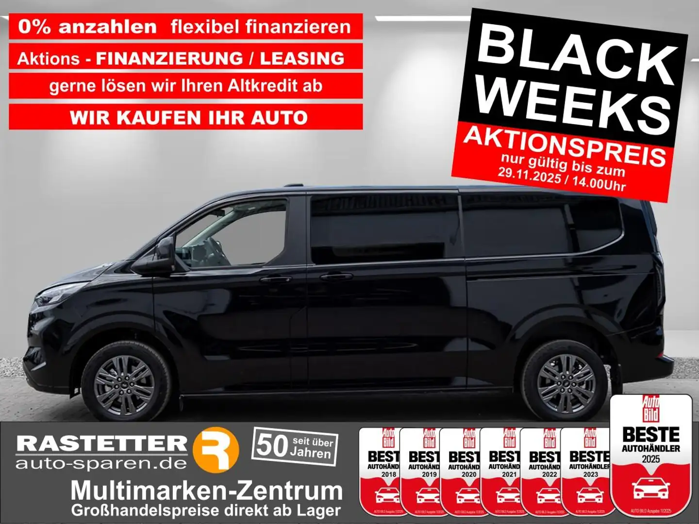 Ford Tourneo Custom L2 Titanium 8S 5Jahre+Navi+virtCP+Kamera+SHZ+PDC+P Negro - 1