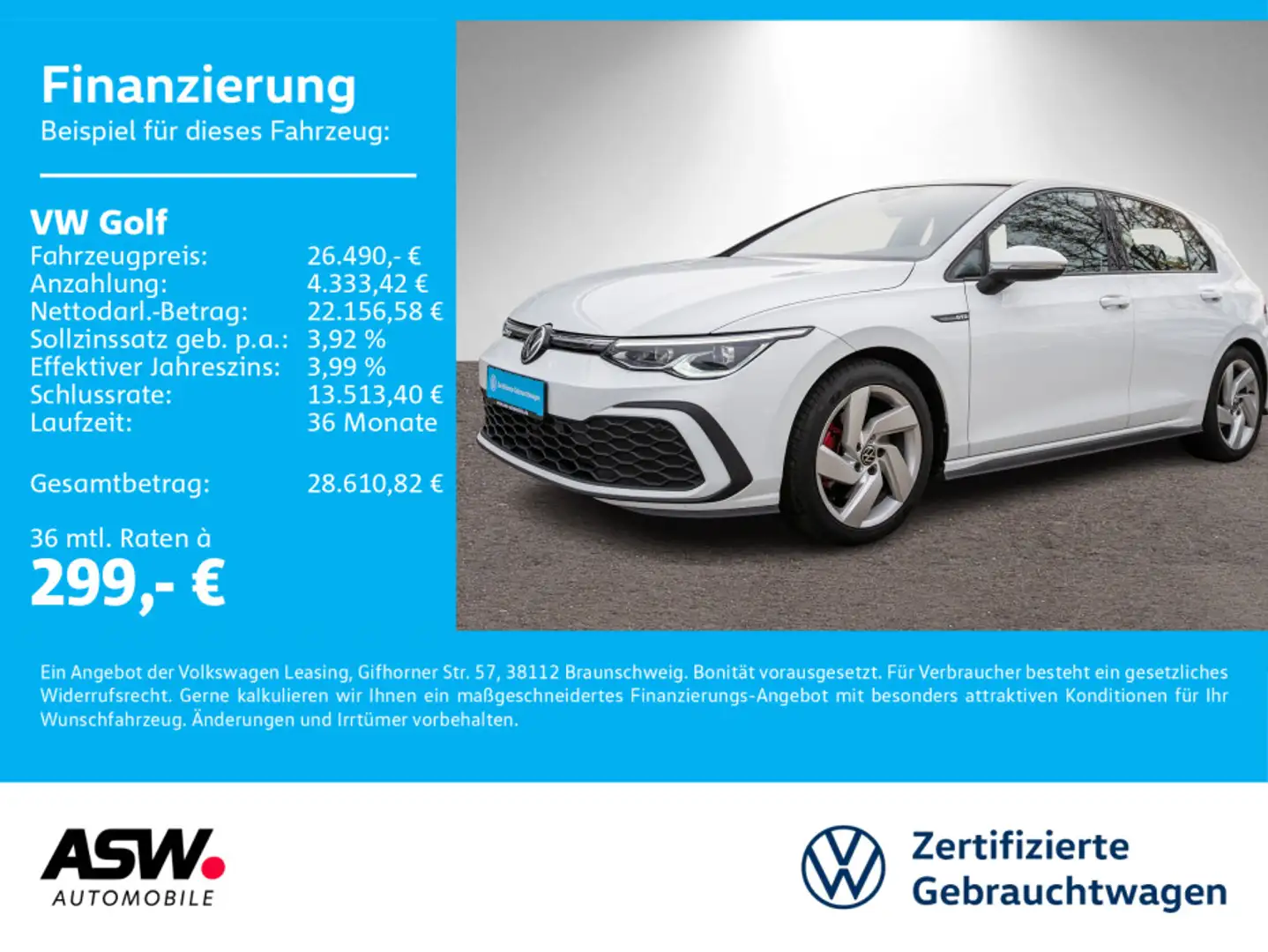 Volkswagen Golf GTD 2.0 TDI DSG LED Navi PDC PANO ACC SHZ Weiß - 1