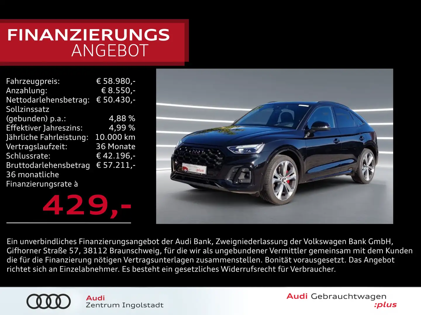 Audi SQ5 Sportback TDI Pano HuD B&O Sitzbel. OLED 21" Schwarz - 1