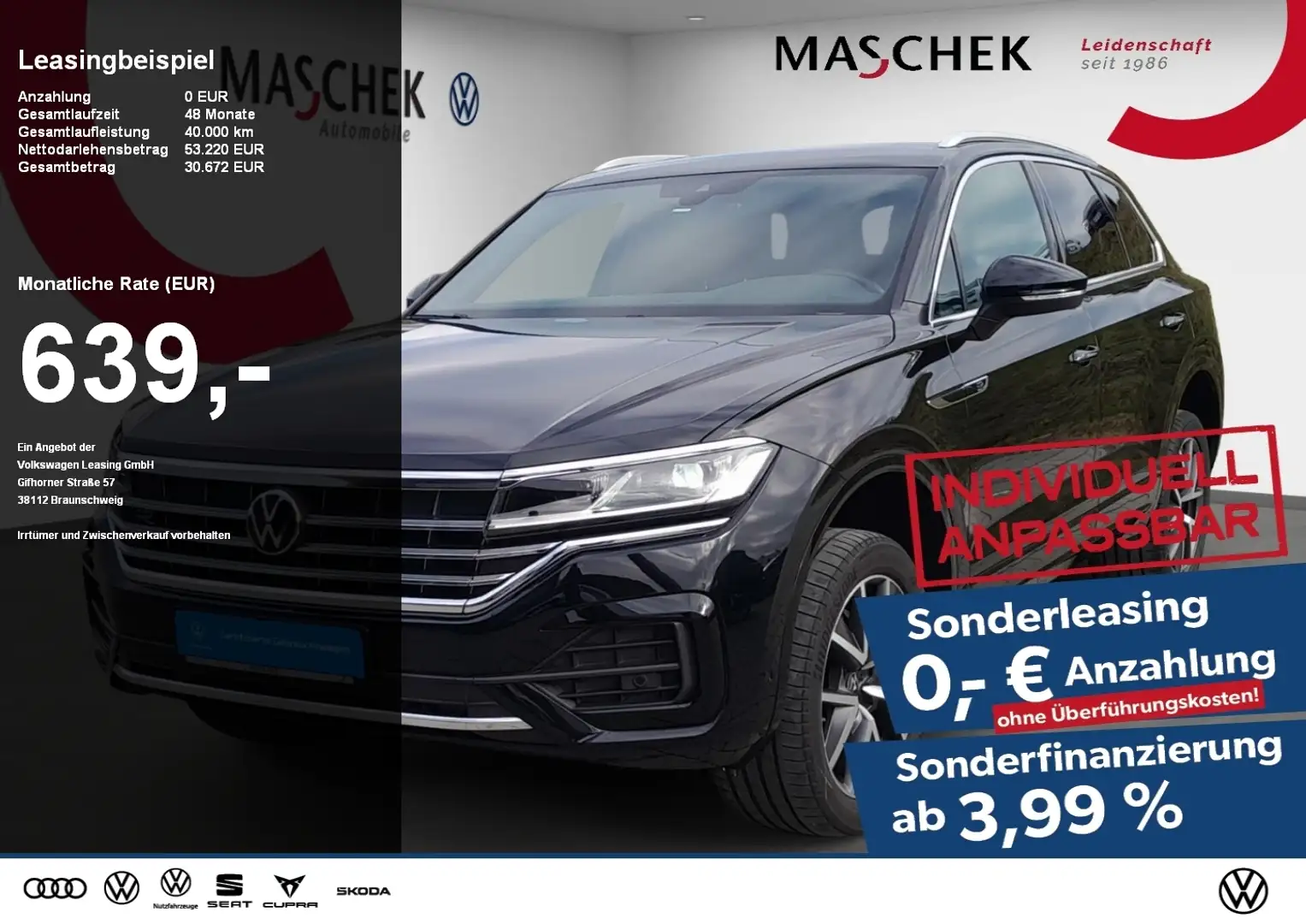 Volkswagen Touareg R-Line 3.0 TDI AHK Luftfwk Anschlussg Memory Schwarz - 1