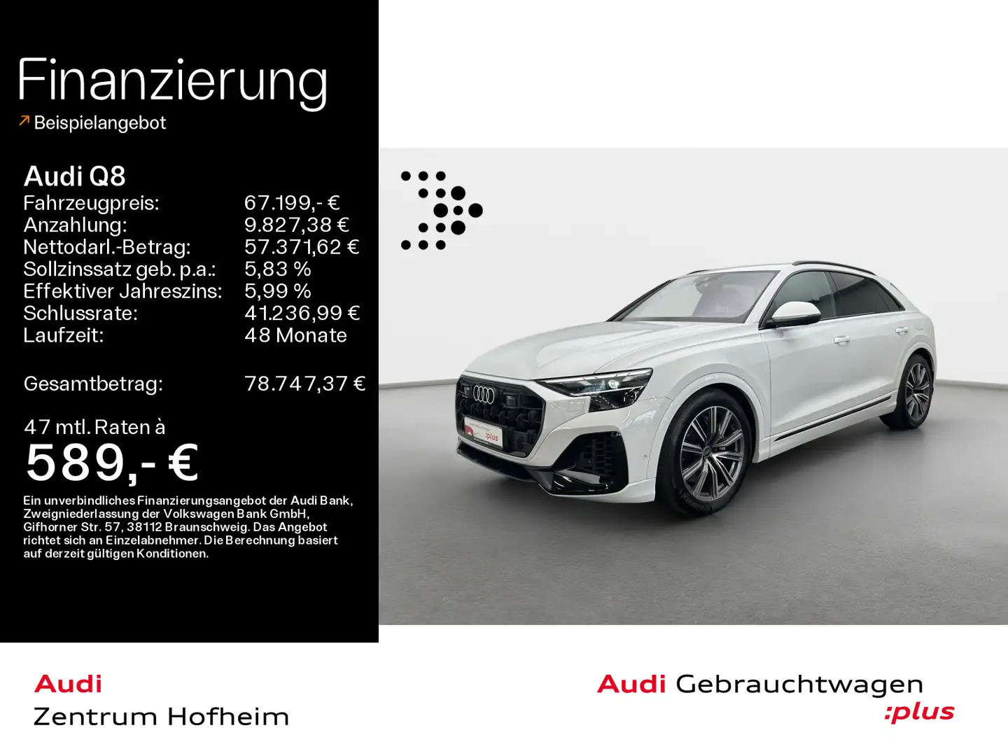 Audi Q8 55 TFSIe qu S line tip*Air*B&O*HUD*Matrix*Vir Blanco - 1