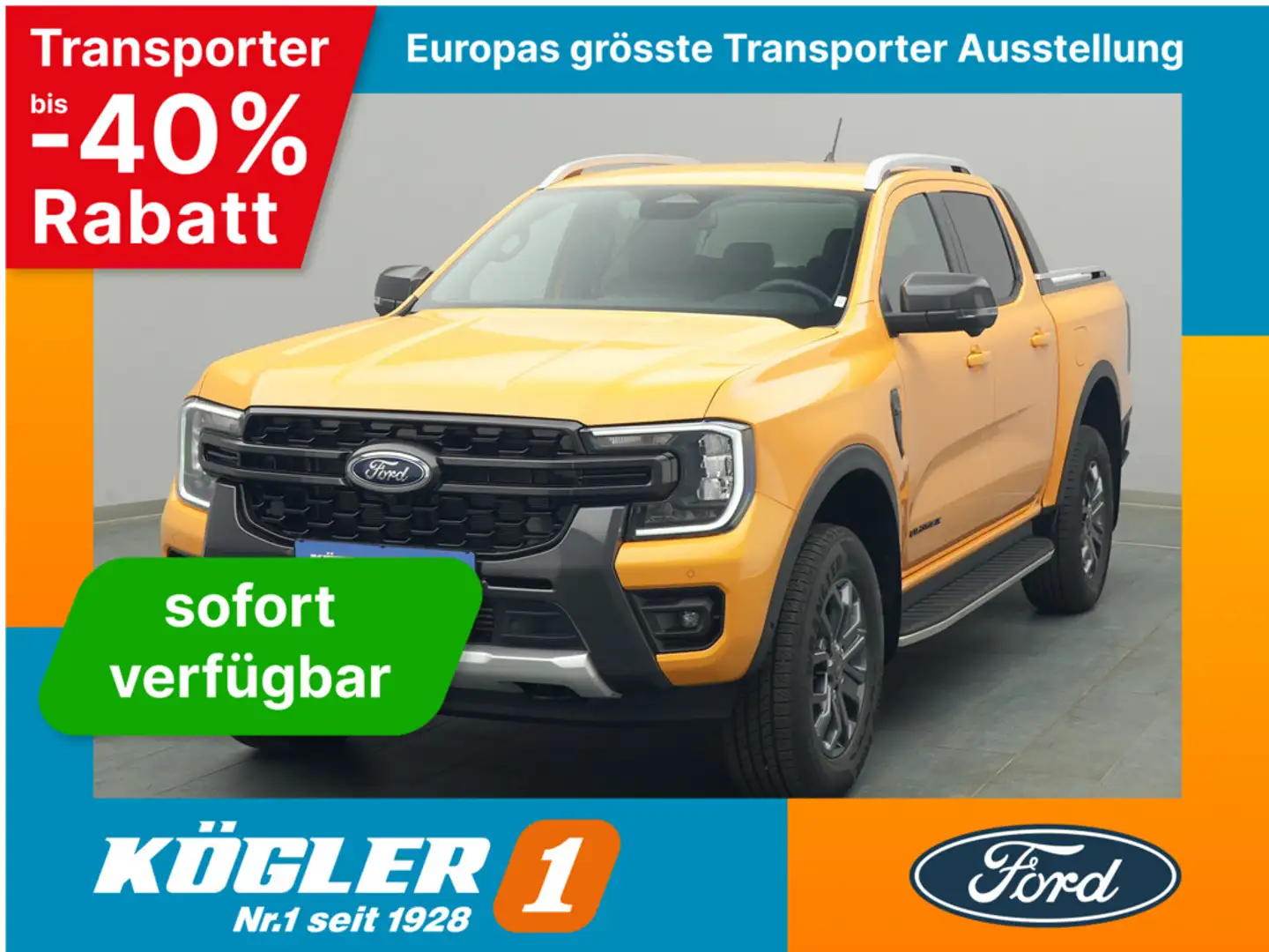 Ford Ranger DoKa Wildtrak 205PS Aut./e-Rollo -26%* Oranje - 1
