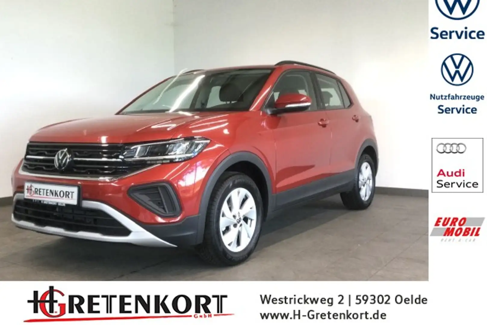 Volkswagen T-Cross 1.0 TSI Life ACC SHZ PDC LED 5J Garantie Klima Rouge - 1