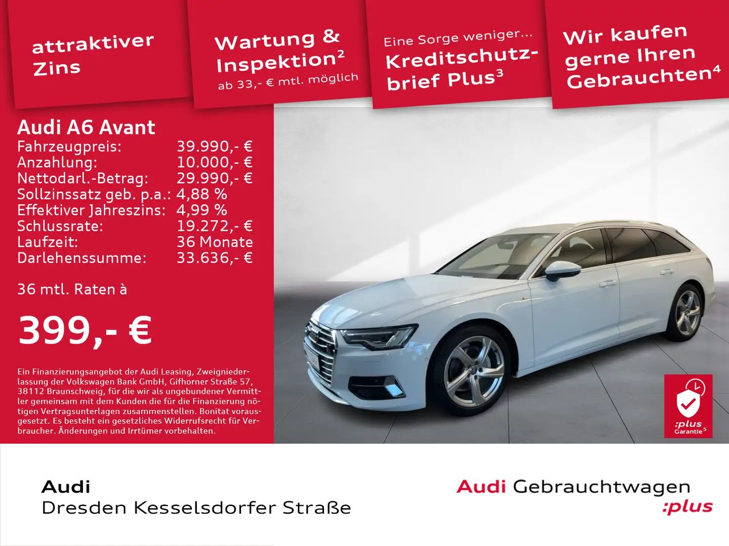 Audi A6 40 TDI Q. sport Navi LED Kamera AHZV Weiß - 1