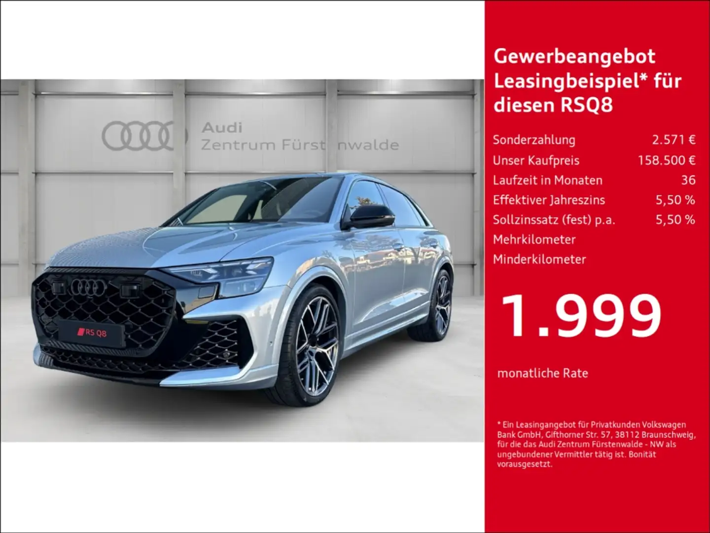 Audi RS Q8 4.0 TFSI quattro+Neues Modell+StandHZG+PanoDach Argintiu - 1