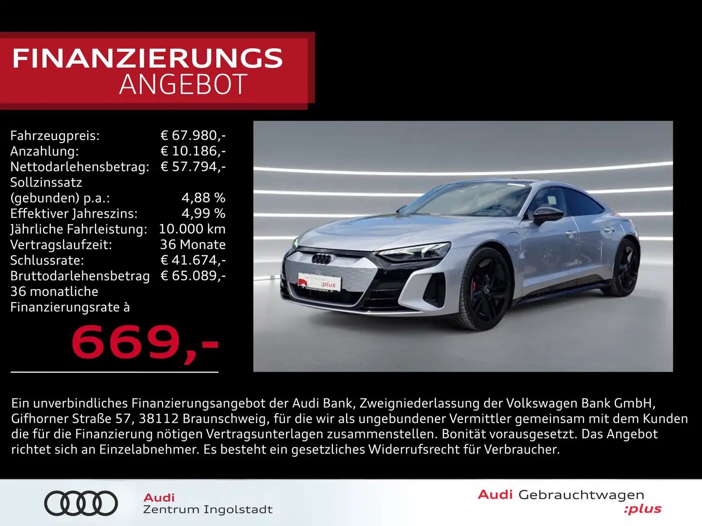 Audi RS e-tron GT LASER Allradlenk. S-Sitze HuD 21" Plateado - 1