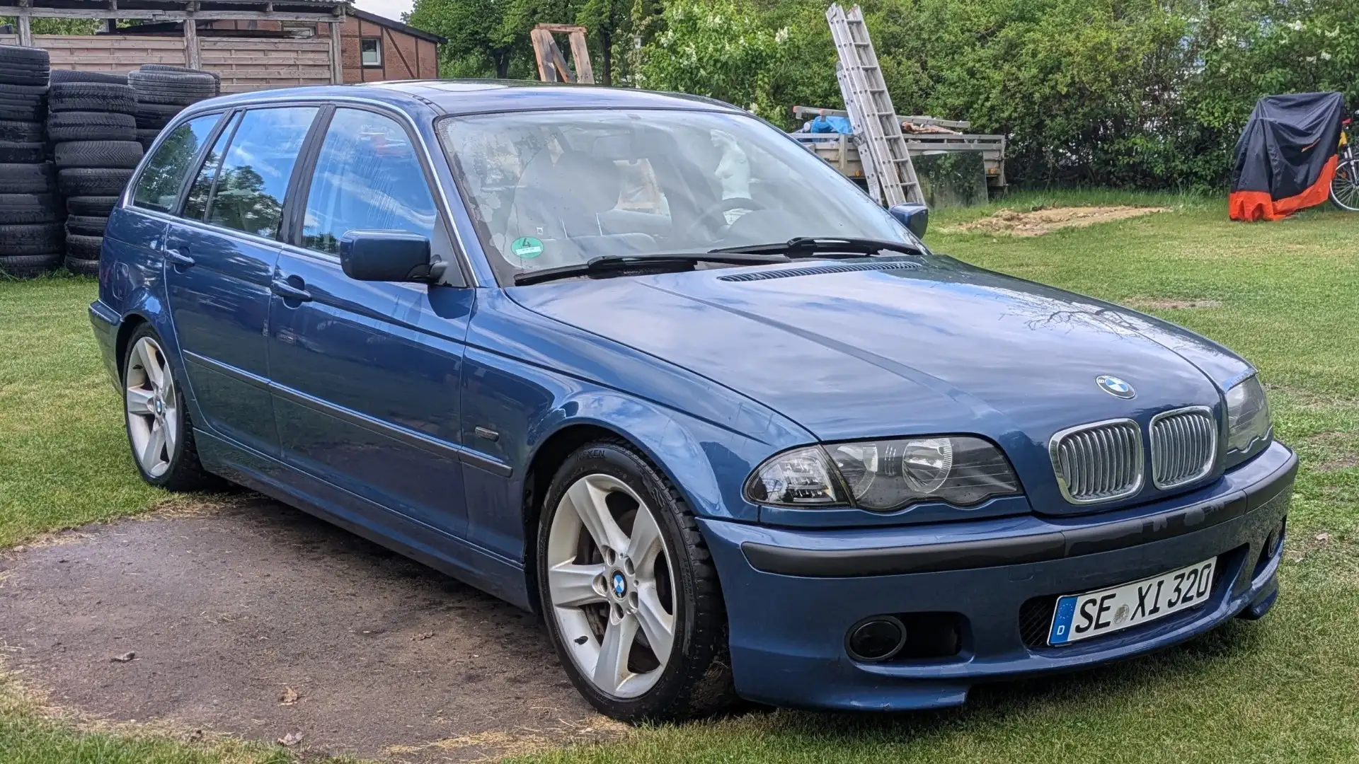 BMW 320 320i AHK,4 EFH,Sportsitze Leder grau Memory,Alarm Синій - 1