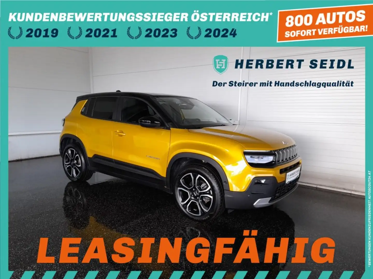 Jeep Avenger SUMMIT 54kWh Aut. *18 ZOLL / VOLL LED & FLA / E-LEDER & MEMORY / KAMERA / ACC / TOTWINKEL / KLIMAAUT.* Gelb - 1