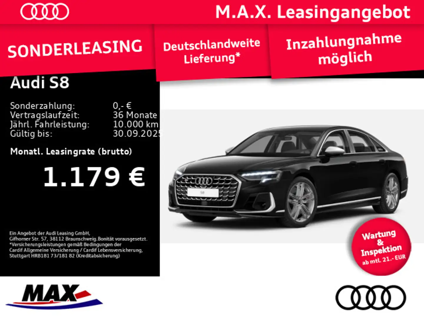 Audi S8 TFSI 571 PS #FREI KONFIGURIERBAR# Чёрный - 1