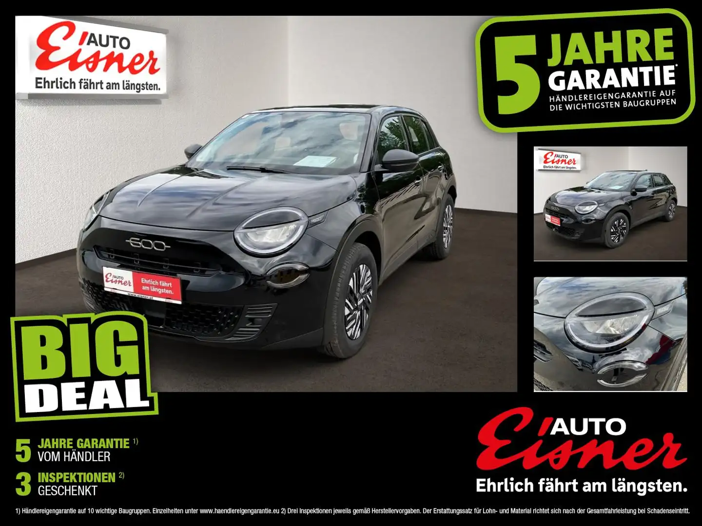 Fiat 600 1.2 AUT LED PDC SoundSys Schwarz - 1
