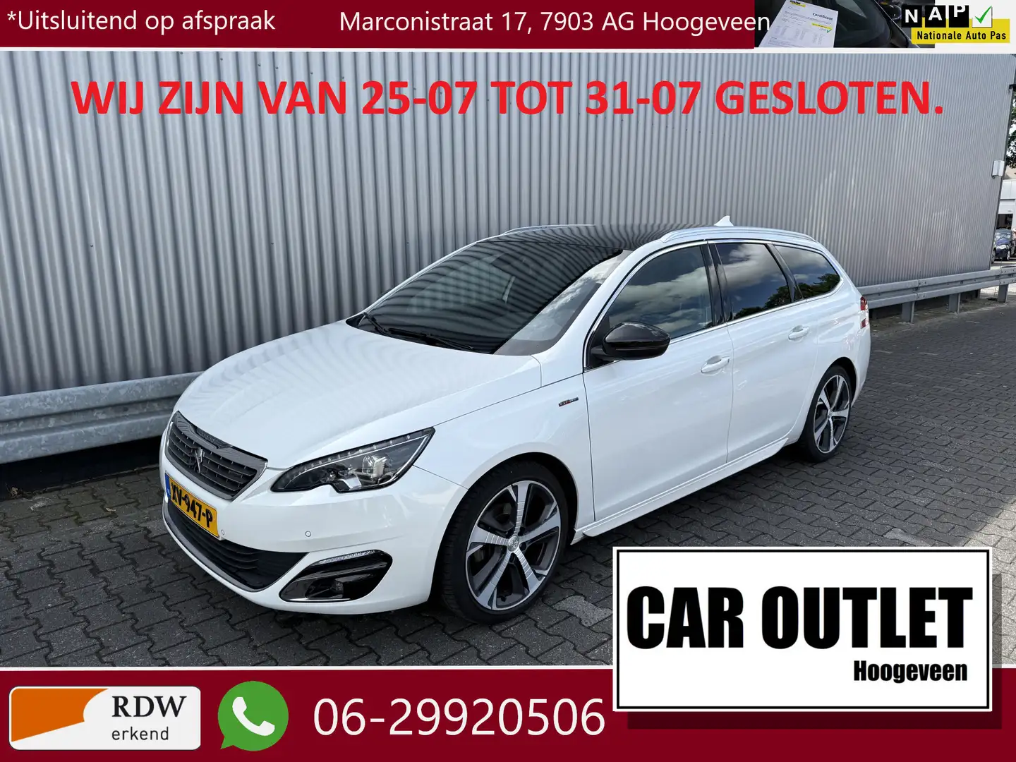 Peugeot 308 SW 1.2 PureTech GT-line Pano, Camera, Navi, Massag Wit - 1