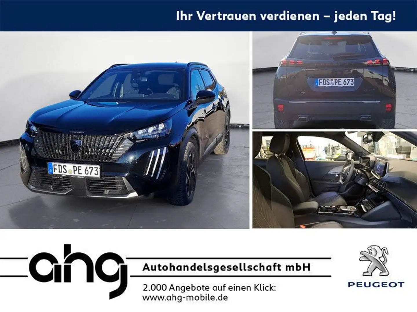 Peugeot 2008 HYBRID 136 e-DSC6 GT Bluetooth PDC Klima DP Schwarz - 1