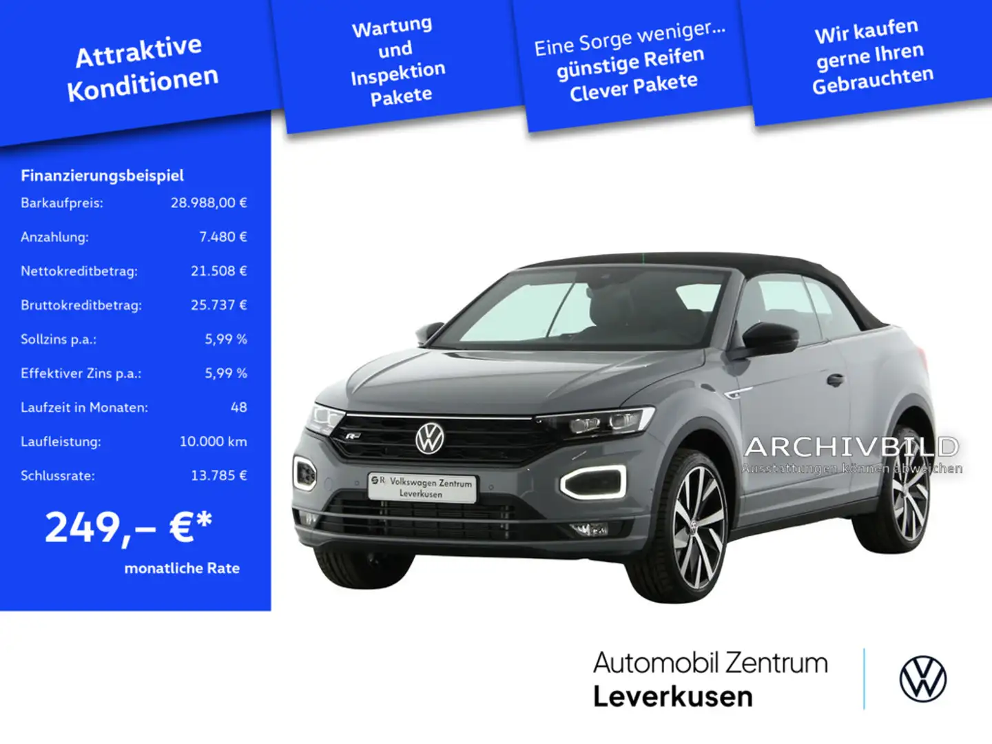 Volkswagen T-Roc Cabriolet 1.5 R-Line LED AHK VIRT DSG K Grau - 1