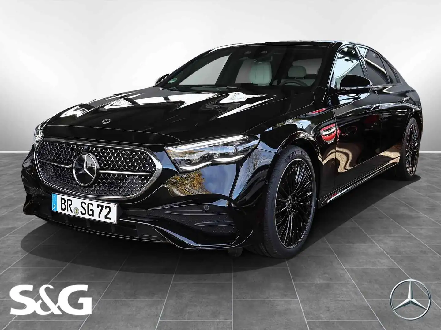 Mercedes-Benz E 220 d 4M AMG Leder grau+DIG-LED+Pano+HUD+AHK Schwarz - 1