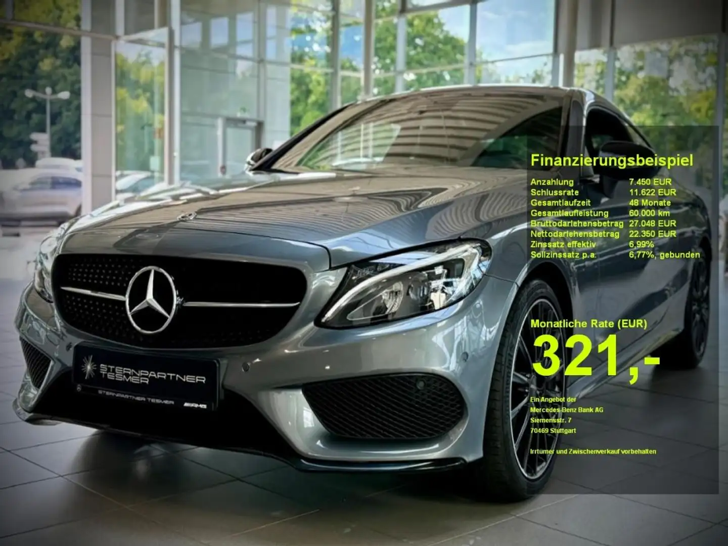 Mercedes-Benz C 200 Coupé AMG+NightED+Comand+Kamera+LED+SHZ Grau - 1