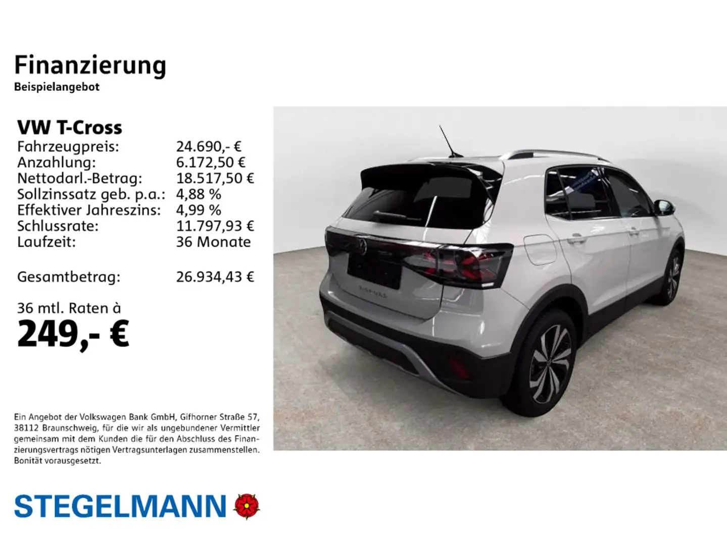 Volkswagen T-Cross 1.0 TSI DSG Facelift Style *Navi*LED*+3J Gris - 2