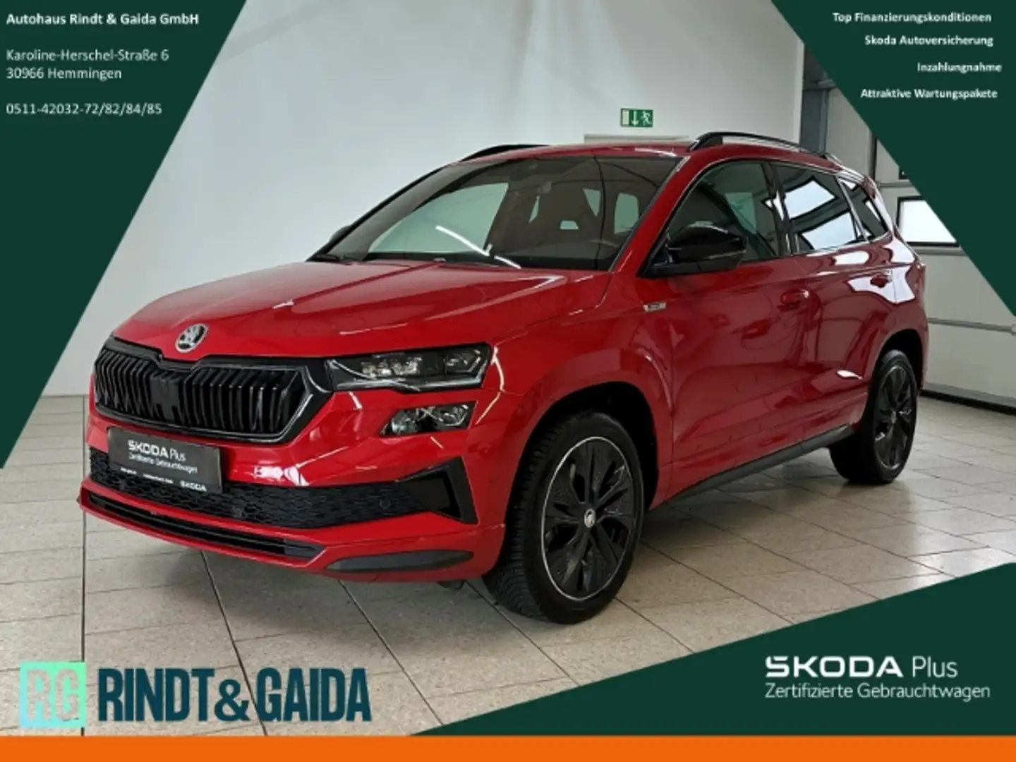 Skoda Karoq 1.5 TSI DSG Sportline Navi AHK Pano Matrix Kamera Rot - 1