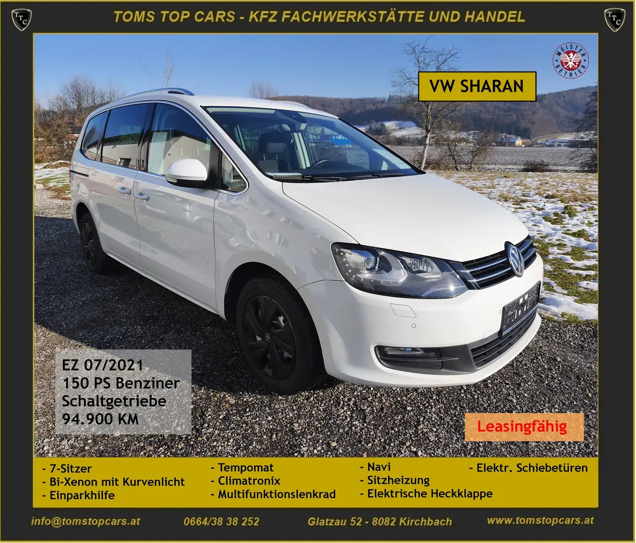 Volkswagen Sharan 7-Sitze, Leasingfähg. Weiß - 1