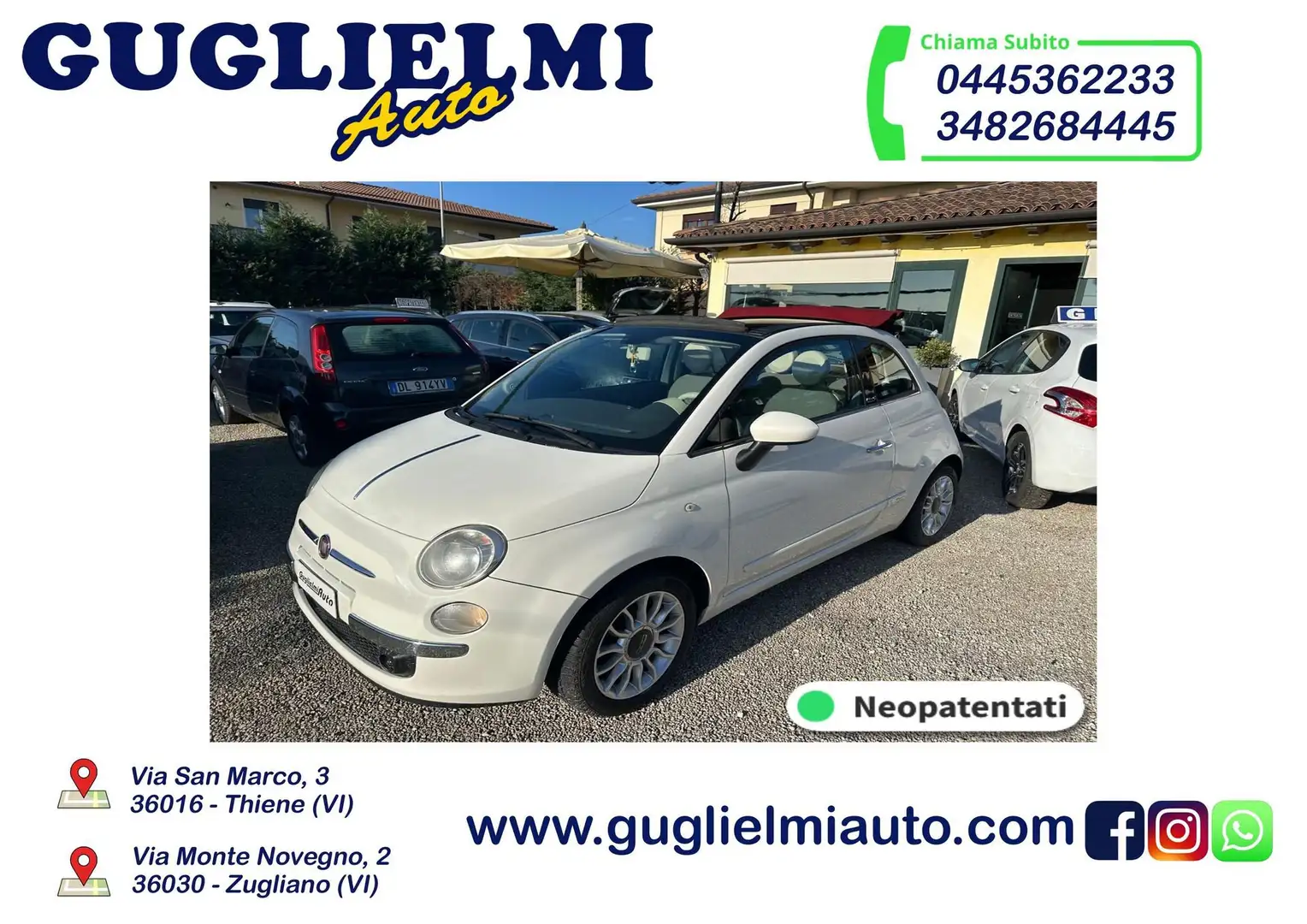 Fiat 500C 500 Cabrio 1.2 Lounge Ok Neopatentati Wit - 1