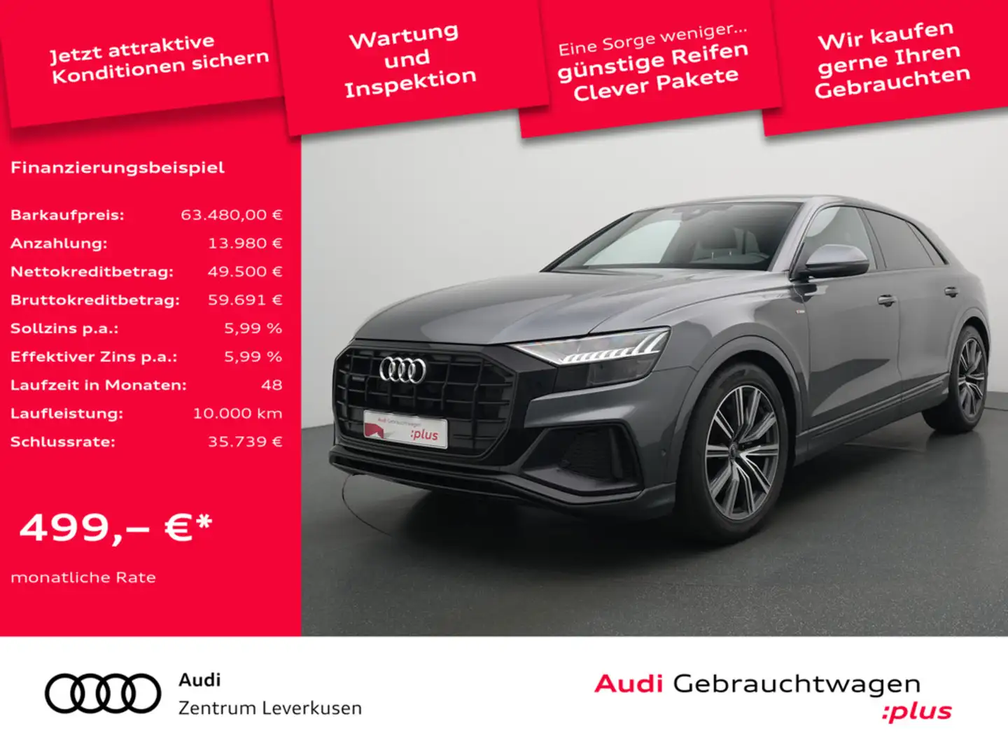 Audi Q8 S line 50 quattro NAVI MATRIX PANO PDC KLI Grau - 1