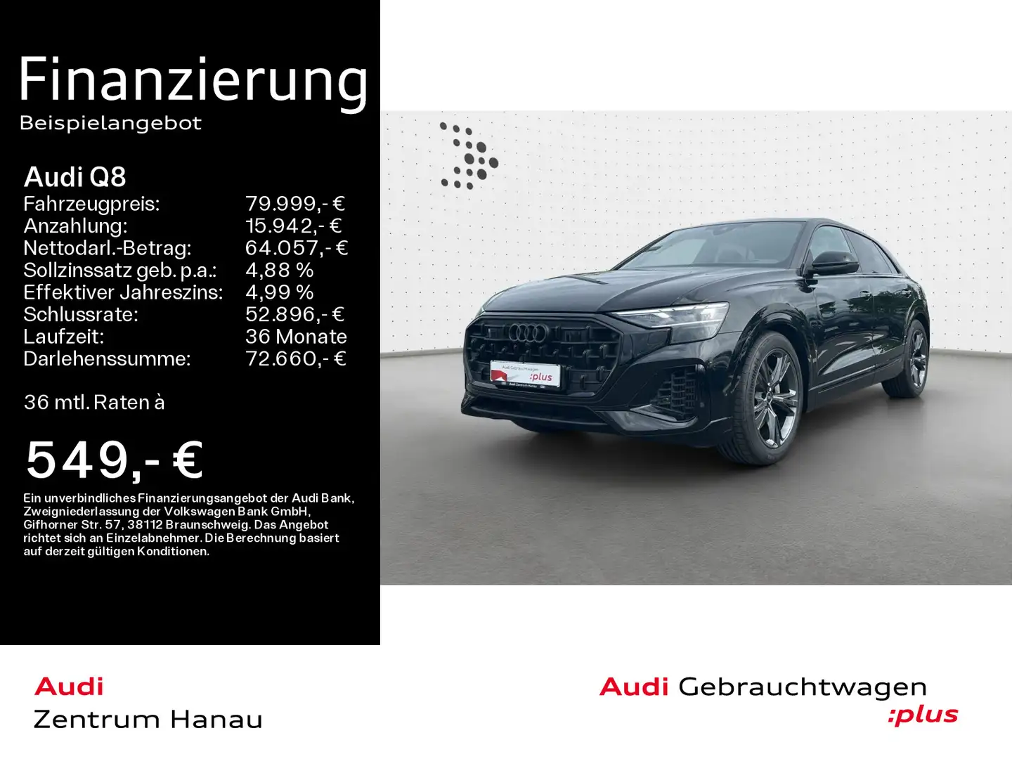 Audi Q8 55 TFSIe quattro*MATRIX*OPTIK-PAKET*NAVI*AHK* Fekete - 1