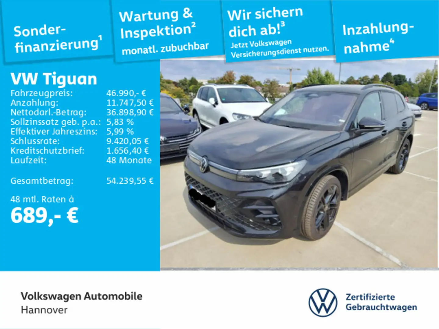 Volkswagen Tiguan 1.5 TSI DSG eHybrid R-Line Navi Leder Kam Schwarz - 1
