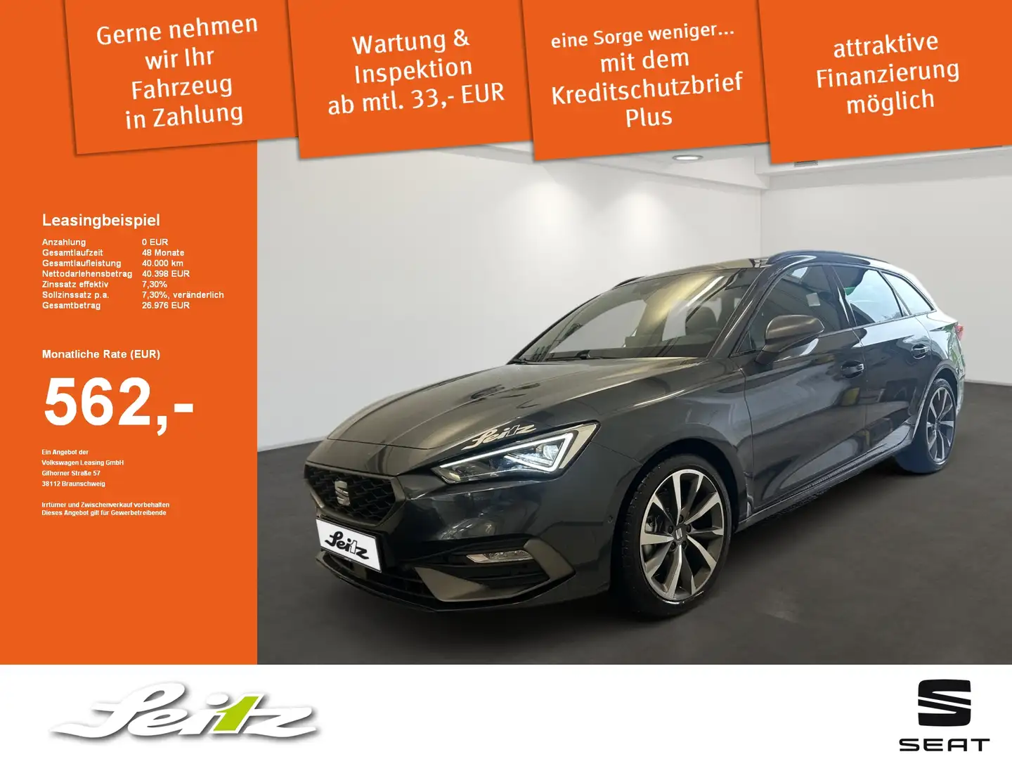 SEAT Leon Sportstourer 2.0 TDI FR *MATRIX*PANO*BEATS* Grau - 1