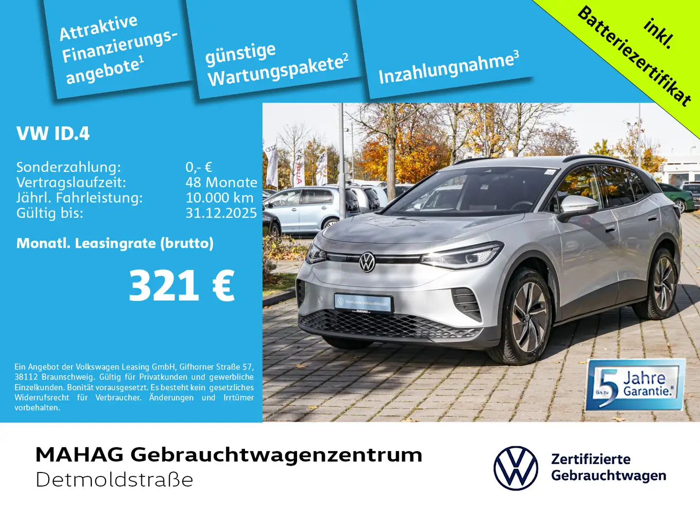 Volkswagen ID.4 Pure 55 kWh Wärmepu CCS IQ.Light Navi ParkP Silber - 1
