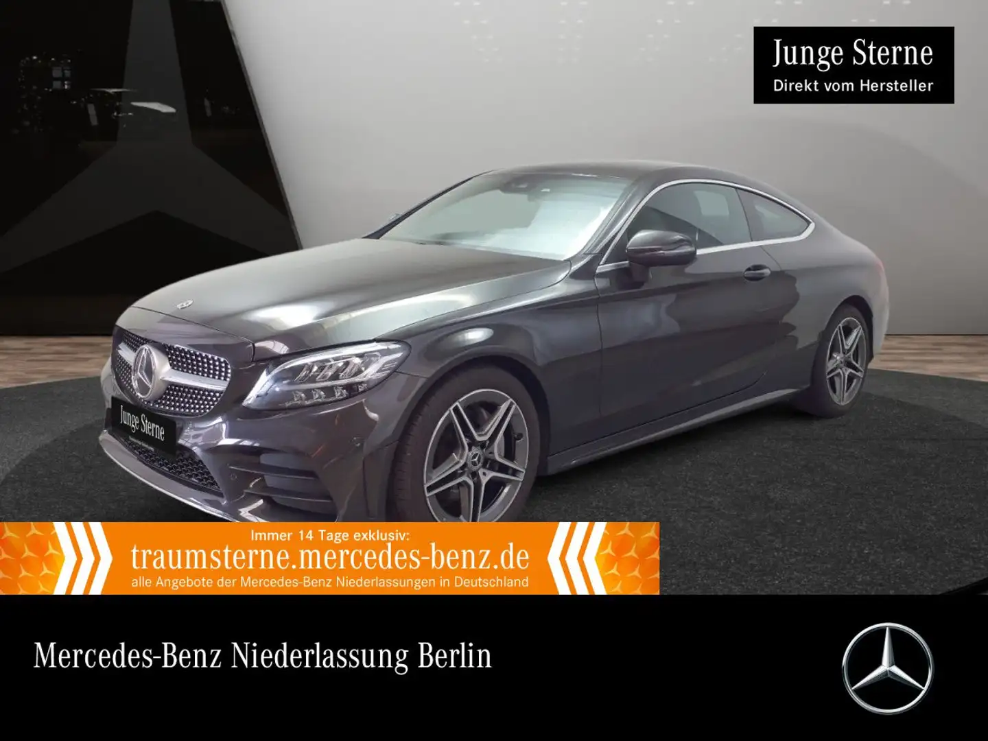 Mercedes-Benz C 180 Coupé AMG+LED+KAMERA+SPUR+TOTW+KEYLESS+9G Grau - 1