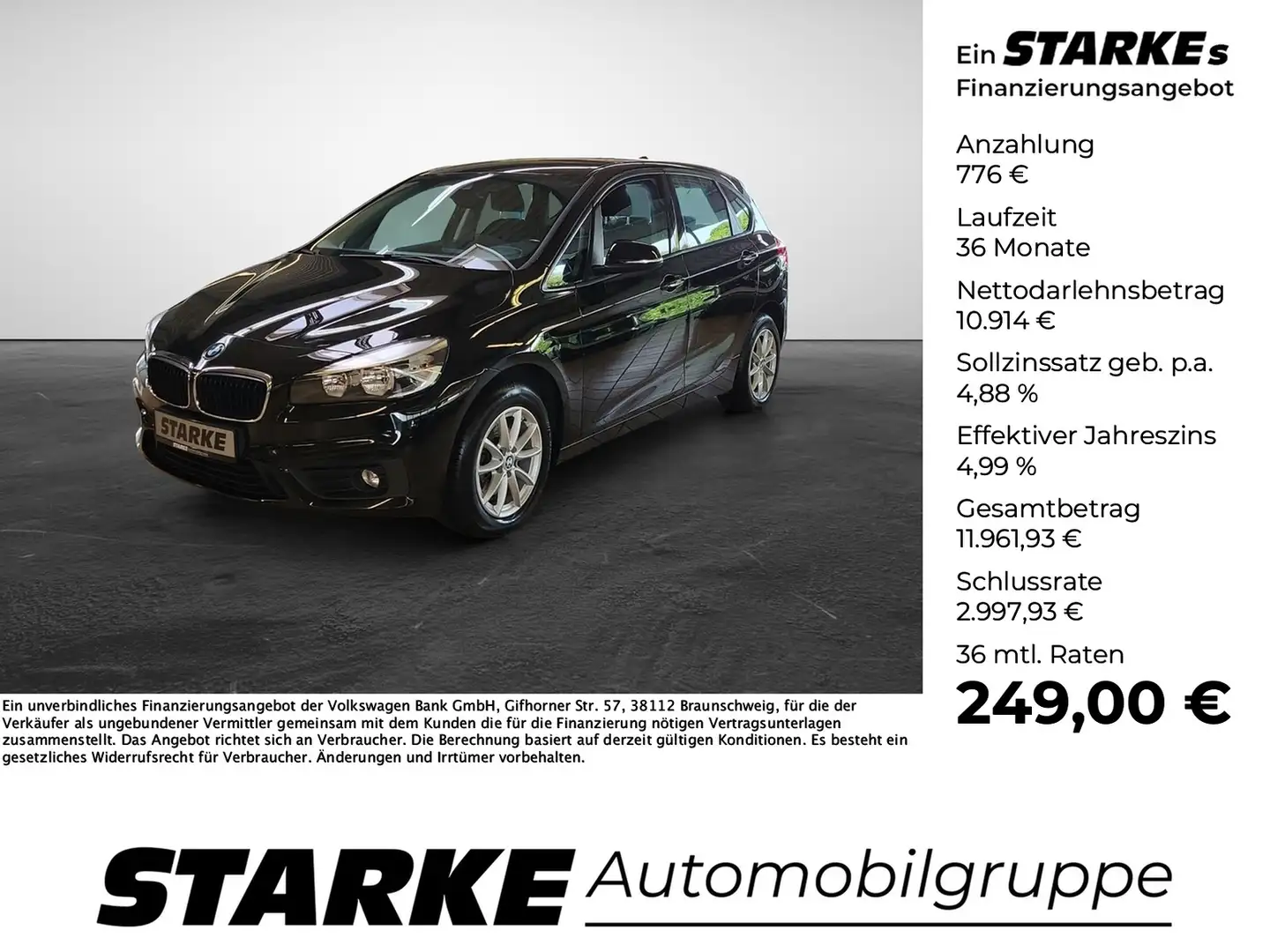 BMW 218 d Active Tourer Advantage Klima Parkhilfe Sitzh... Schwarz - 1