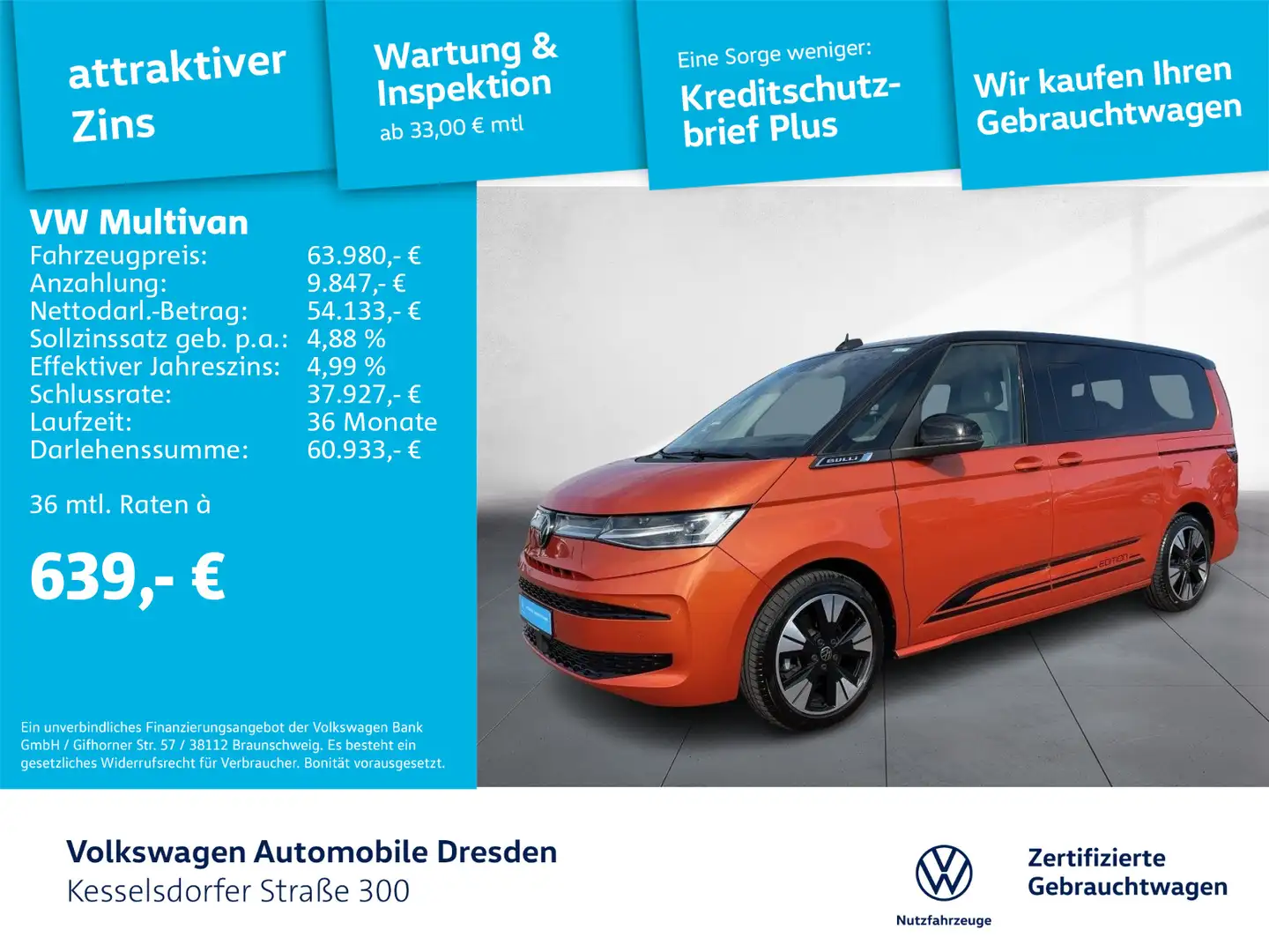 Volkswagen T7 Multivan T7 Multivan 2.0 TDI DSG LV AHZV Kamera Orange - 1