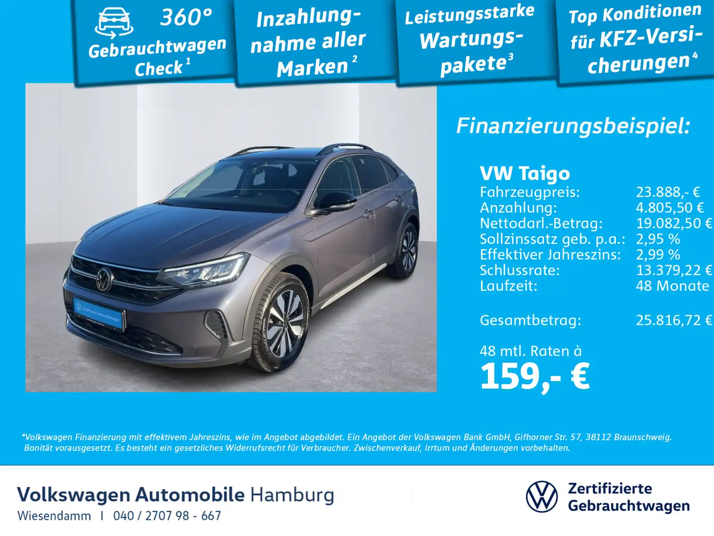 Volkswagen Taigo 1.0 TSI Goal 6-Gang LED Kamera Sitzhzg App Grau - 1