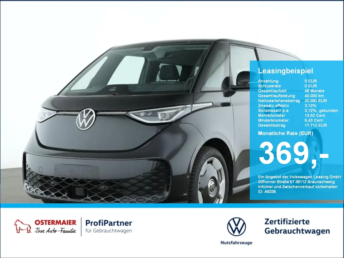 Volkswagen ID. Buzz PRO 204PS AHK.MATRIX.NAVI.ACC.SHZG.EL.HECKK Schwarz - 1